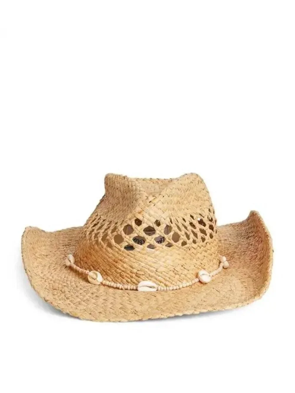 LACK OF COLOR Raffia Seashells Cowboy Hat size S
